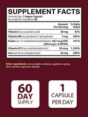 Iron Bisglycinate Supplement with Vitamin C, B6, B12, Folate – 60 Vegan Caps