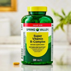Spring Valley Super Vitamin B-Complex Tablets Supplement Value Size 500 Count