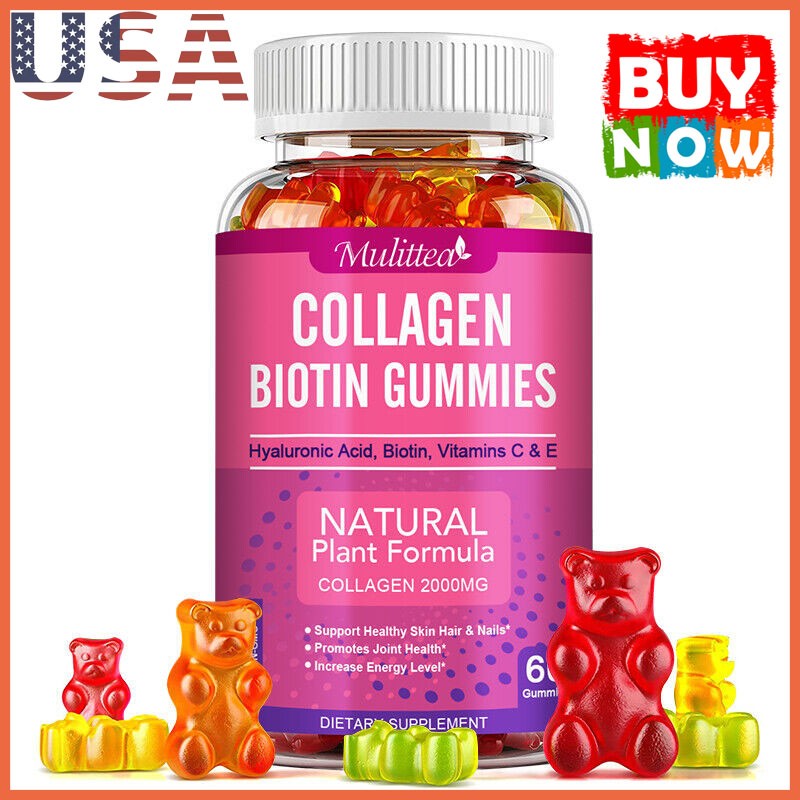 Collagen Vitamin Gummies With Biotin,Zinc Support Healthy Skin Hair & Nails 60Pc