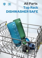 Opard 30oz Plastic Water Bottle Dishwasher Safe, 30.4 Ounces, Peacock Blue