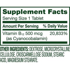 Spring Valley Vitamin B12 Tablets 500 mcg, Metabolism Support, 100 Count