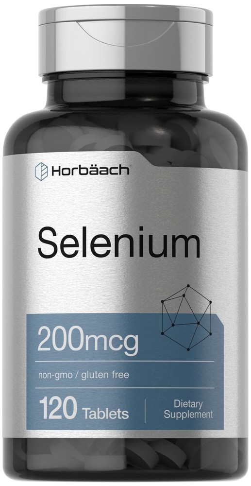 Horbäach Selenium Supplement for Women & Men | 200mcg | 120 Count (Pack of 1)