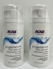 NOW Progesterone from Wild Yam Balancing Skin Cream 3 oz (2-Pack) EXP 02/2028