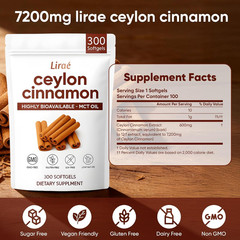 LIRAE Ceylon Cinnamon, Ceylon Cinnamon Soft Gels 7200mg, with MCT Oil, Highly Bi