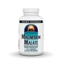 Source Naturals Magnesium Malate, Supports Muscles and 200 Count (Pack of 1)