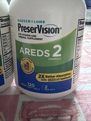 2X Bausch + Lomb PreserVision Areds 2 Eye 120 Mini Softgels Ea Ex 12/26 W/o box