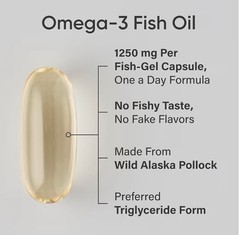 Sports Research Alaskan Omega-3 Fish Oil Triple Strength 1250mg Softgels, 90 Ct