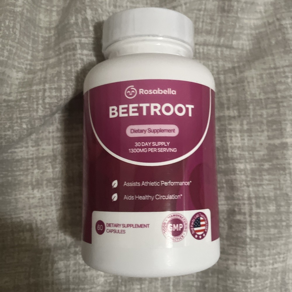 Rosabella Beetroot Dietary Supplement 1300mg 60 Capsules Exp 1/2028