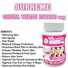 Supreme Gluta White 1500000 Glutathione Pill Capsule Skin Whitening Anti Aging