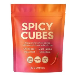 Hot Peach with Gummies Chili Maca Root, Vegan Candy Cubes, 30 Count