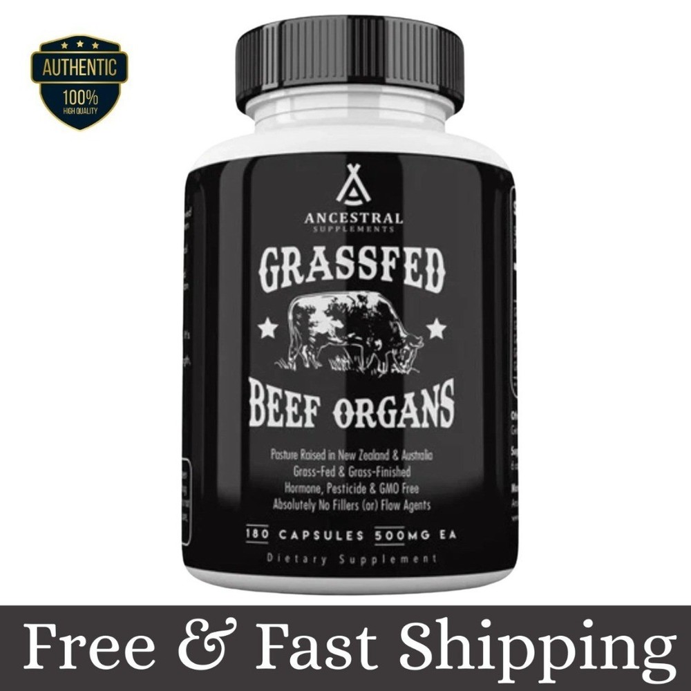 Ancestral Supplements Grass Fed Beef Organ 180 Capsules Supplement – Non-GMO