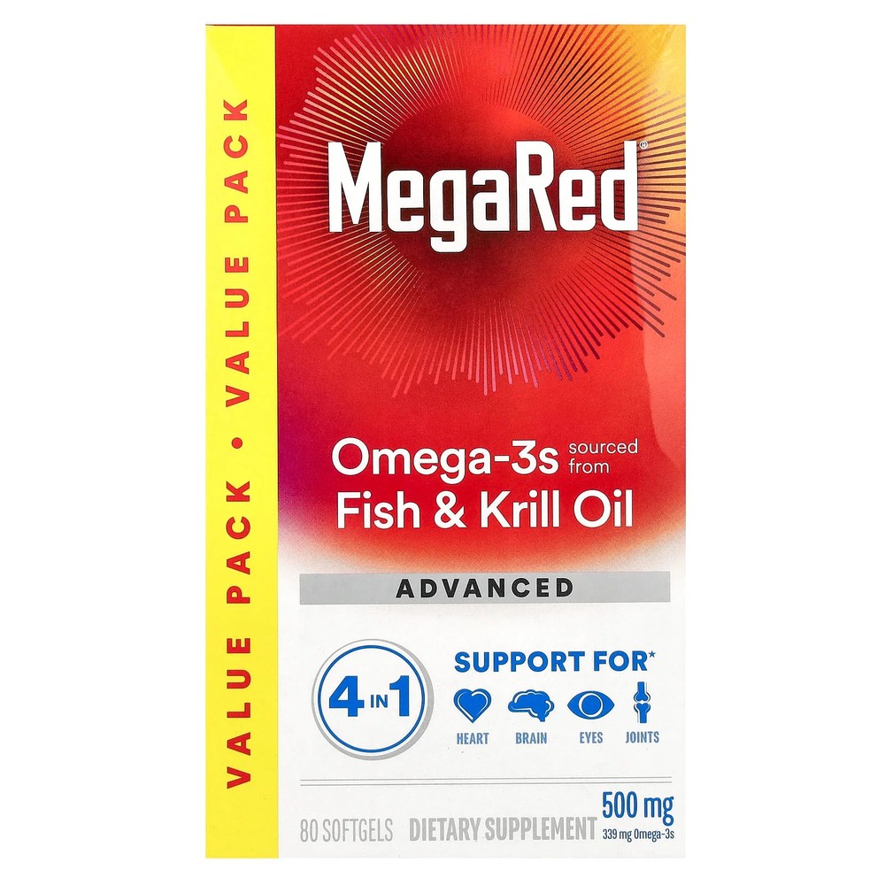 2 X Schiff, MegaRed, Omega-3s Fish & Krill Oil, Advanced 4in1, Vanilla, 500 mg,