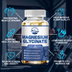 Magnesium Glycinate 400mg – 120 Capsules For Sleep, Stress Relief Support Bone