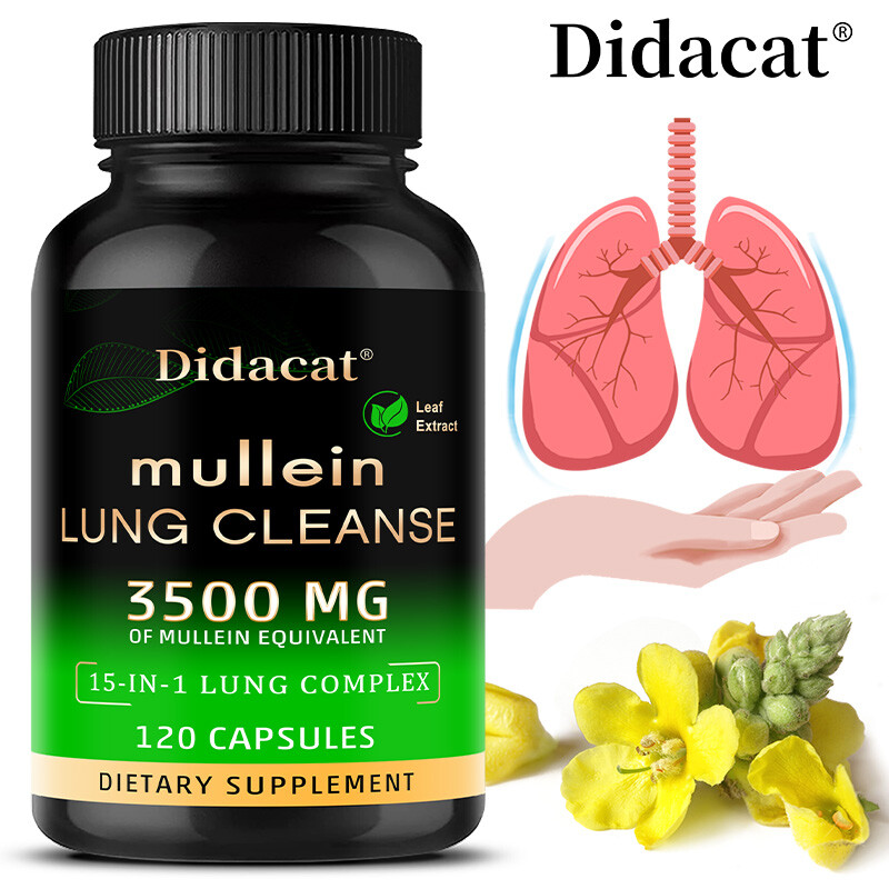 Mullein Leaf Extract 3500 mg Lung Cleanse Respiratory Herbal Capsules – 120caps
