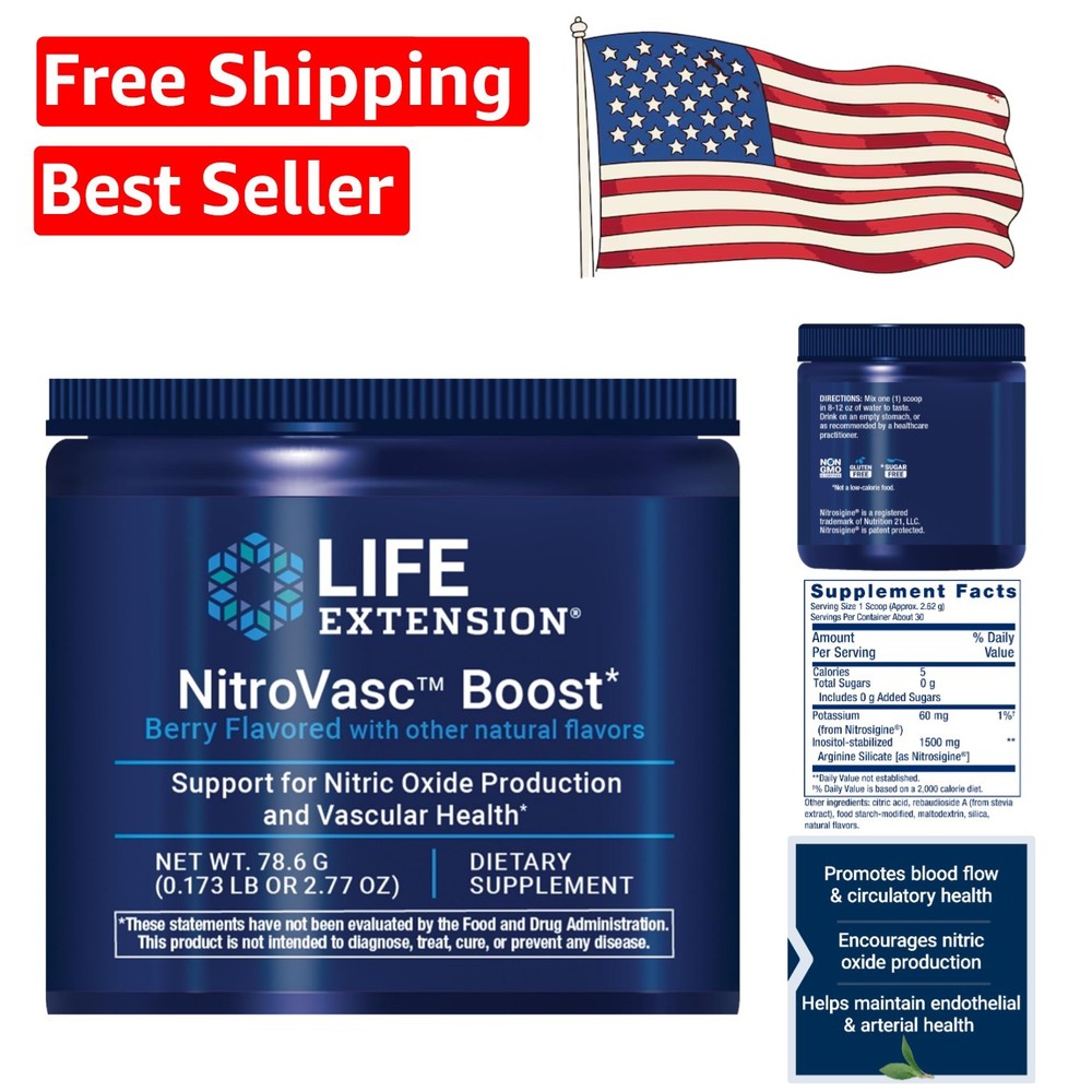 NitroVasc Boost – Gluten-Free, Vegetarian Blood Flow Supplement, 1 Scoop Formula