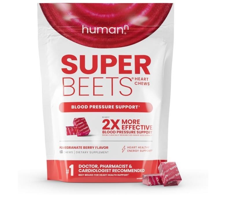Humann SuperBeets Heart Chews Beet Root Grape Seed Extract 60 Count