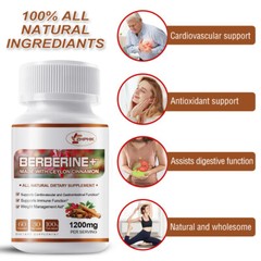 Berberine with Ceylon Cinnamon 1400mg Capsules Blood Sugar Heart Health & Immune