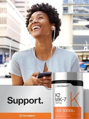 Vitamin K2 MK7 with D3 Supplement | 180 Softgels | D3 5000 IU | by Horbaach