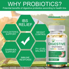 Digestive Enzymes Prebiotic & Probiotics Pancreatin Enzimas Digestivas 120 Caps