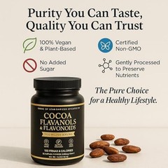 200g elevated Flavanol Cocoa Powder – Non-GMO, Sugar-Free, 7.05oz, Magnesium …