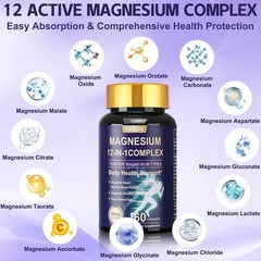 2-Pack Magnesium 12 Complex – Advanced Magnesium Blend for Daily Wellness-120 ct