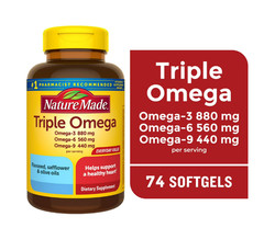 Nature Made Triple Omega 3-6-9 Softgels, 74 Count