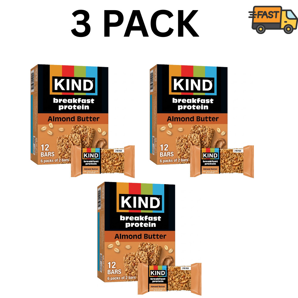 3 Pack KIND Breakfast Almond Butter Soft Baked Protein Bars 12 Ct