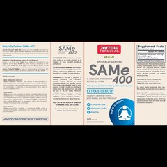 Jarrow Formulas SAMe 400mg Vegan 30 Tablets Exp 1/2027