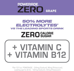 POWERADE Electrolyte Enhanced Zero Sugar Grape Sports Drink, 20 Ounce (Pack of 8