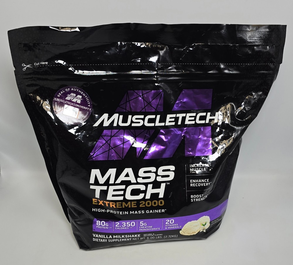 MuscleTech Mass Tech Extreme 2000 – Vanilla Milkshake – 6 LB Bag *EXP 03/2028*