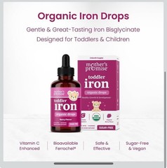 Organic Infant Iron Drops with Vitamin C, Gentle Ferrochel® Liquid Supplement