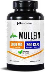 Healthfare Mullein Leaf Capsules | 3000mg | 200 Count | Support Lung Cleanse