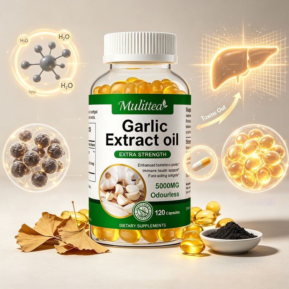 Odorless Garlic Extract Capsules 120ct – 500:1 Concentrate for Heart & Immune