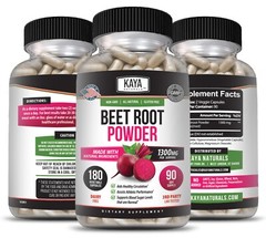 Organic Beet Root Powder 1300mg 180ct Nitric Oxide Booster Superfood Beetroot