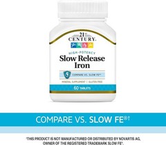 Slow Release Iron Tablets 60 Count Pack of 3 Gluten Free Iron Supplement