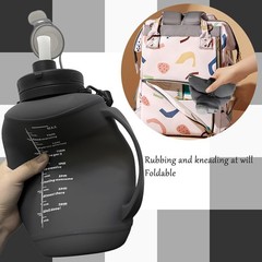 LELExilan 64oz Foldable Silicone Water Bottle with Straw, 64 Ounces, Black
