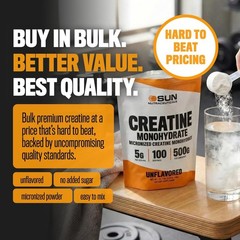 Micronized Creatine Monohydrate Powder 500g 1.1 lbs, 100 Servings Bulk Creatine