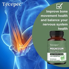 Magnesium Glycinate Supplement Support Bone Nervous System Health 120 Capsule