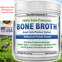 YounGlo Research – Bone Broth Beef Protein Powder – 1.25 Pound (Pack of 1)
