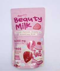 Dear Face Beauty Milk Japanese STRAWBERRY Gluta Drink, 10 Sachets X 18g US