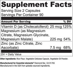 Essential elements Magnesium Plus Zinc with Vitamin D3 – Scientifically Formulat