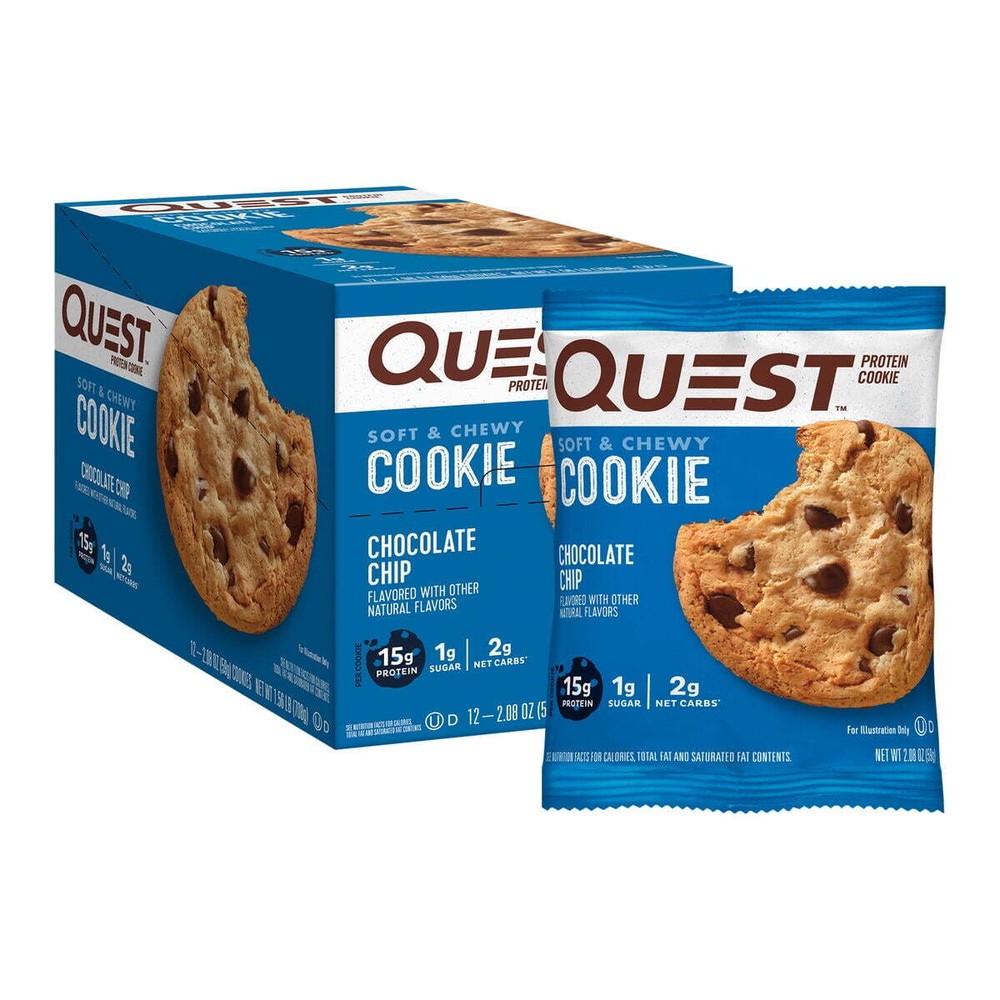 Quest Protein Cookie, Chocolate Chip, 15g Protein, 12 Count,2.08 oz (59 g) Each