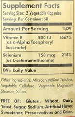 Solgar Dry Vitamin E with Yeast-Free Selenium 100 Vegetable Capsules