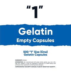 Nutricost Empty Capsules Gelatin Size 1-500 Clear Kosher Empty ‘1’ Gel Capsules