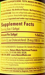 Nature Made Vitamin D3 1000IU Bone Teeth Muscle Immune, 650 Dietary Softgels