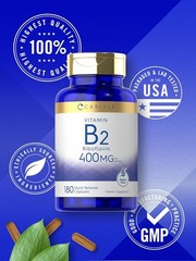Carlyle Vitamin B-2 400mg 180 Count Non-GMO Gluten Free Supplement B2 Riboflavin