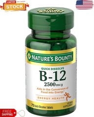 Nature’s Bounty Vitamin B12 2500 mcg, Cellular 75 Count (Pack of 1), Green
