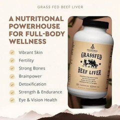 180Capsules-Ancestral Supplements Grassfed Beef Liver 500mg EA Exp 07/2028