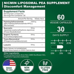 Palmitoylethanolamide PEA Supplement 1600 Mg Micronized Pea 99% Highly Purified