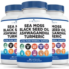 Liberty Lifestyle Sea Moss Black Seed Oil Ashwagandha 60 Count (Pack of 3)